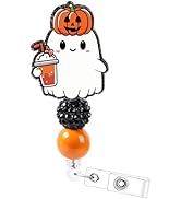 Cosmisun Ghost Halloween Badge Reel - Ghost Pumpkin Badge Holder Retractable for Nurse Nursing Gl...