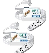 DEWENWILS 6FT Flat Plug Extension Cord, 3 Prong Ultra Thin Power Strip, 13A/125V/1625W, 16/3 Awg ...