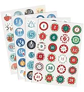 Naler 96PCS Christmas Advent Calendar Numbers Stickers for Xmas Countdown Calendar DIY Gifts Craf...