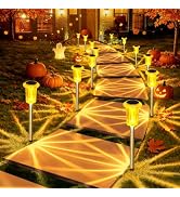 DenicMic Solar Halloween Lights Outdoor 10 Pack Fall Decorations for Home | Stake Lights for Yard...
