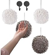 XHMAXE 4 Pack Fuzzy Ball Hand Towel, Absorbent Chenille Towels for Bathroom-Set Decorative Towels...