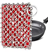 TEZZ Cast Iron Scrubber, Skillet Chainmail Scrubber for Cast Iron Pan - Chain Mail Scrubber Cast ...