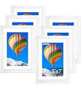 FIXSMITH 5x7 Picture Frame Set of 6, White Photo Frames Bulk with HD Plexiglass, Display Pictures...