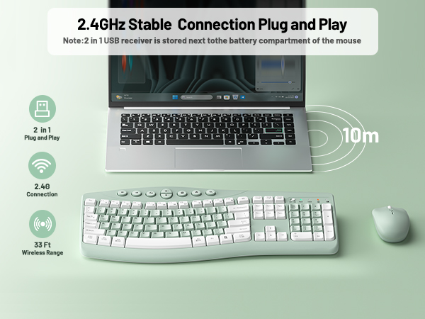 Ergonomic wireless keyboard and mouse 4