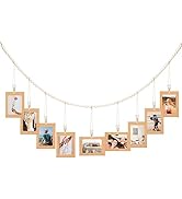 jijAcraft 5 Feet Hanging Photo Display with Clothespins, Wooden Beads Garland with Photo Clip and...