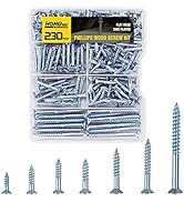 Hongway 230pcs Wood Screws Assortment Kit, Flat Head Wood Screws Set,Zinc Plated Steel, Self Tapp...
