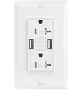 BAOMAIN Self-Test GFCI Combination with USB in-Wall, Tamper Resistant(TR) 20A 4.8A 5VDC LED Indic...
