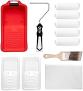 Mister Rui 11-Piece Foam Paint Roller & Paint brush Kit, 4-Inch Ergonomic Handle, Magnetic Tray &...