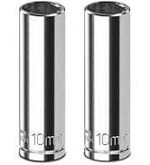 Upenjok 2PCS 1/4" Drive 10mm Socket Set, Deep, Mirror Finish, Cr-V Steel, 6-Point
