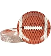 50PCS Football Party Paper Plates - 7Inch Round Football Dessert Plates for Cake Salad Fruit Pizz...