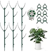 6 Packs Stackable Monstera Plant Support, 11 inch Plant Stakes with 65ft Garden Twist Tie & 10 Pl...