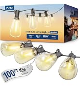 VIPAR Outdoor String Lights, 100FT 52 ST38 Bulbs Patio Lights Outdoor Waterproof, Shatterproof Vi...