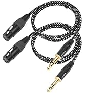 Lrbners - New - 6.35mm TRS Male to XLR Female Cable 1FT - Dual Shielded Braided Audio Cables, TRS...