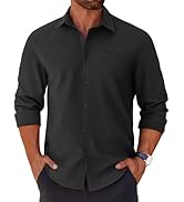 COOFANDY Mens Long Sleeve Button Down Shirts Untucked Shirts for Men Casual Dress Shirts Beach We...