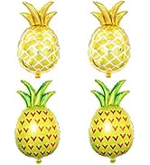 GOER Pineapple Foil Balloons,4 Pcs 32 Inch Giant Helium Balloons for Hawaiian Luau Party Summer T...
