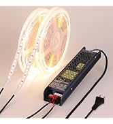 BENLUN 24V LED Strip Light Kit 65.6ft (2 Rolls of 32.8ft), 4000K Natural White Cuttable LED Tape ...