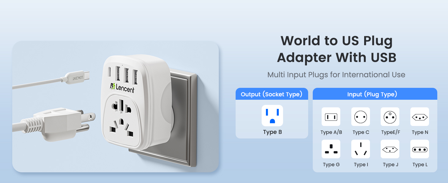 World to US Plug Adapter with USB