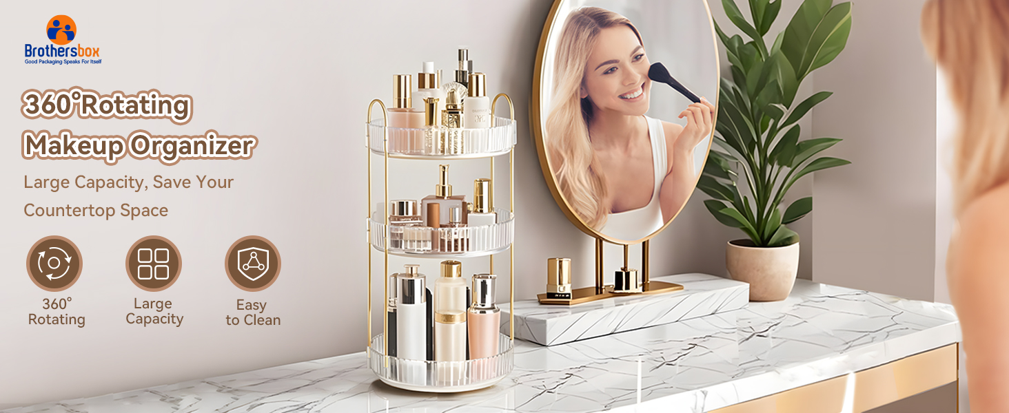 360° Rotating Makeup Organizer