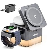 KPON for iPhone Nightstand Charging Station,15W 3 in 1 Wireless Phone Charger Stand with Night La...