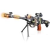 ArtCreativity Toy Machine Gun with Scope, Stand and Carrying Strap Flashing Lights, Sounds and Un...