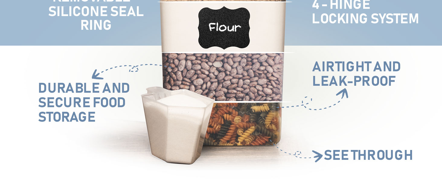 Pantry food storage container, large storage containers with lids, airtight rice container 50 lbs