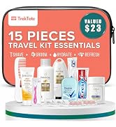 TrekTote 15 Piece Set Women’s Travel & Hygiene Kit with Clear Toiletry Bag, Personal Care Essenti...