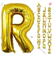 Smlpuame 40 Inch Large Gold Letter R Foil Mylar Alphabet Helium Balloons | Reusable Big Letters B...
