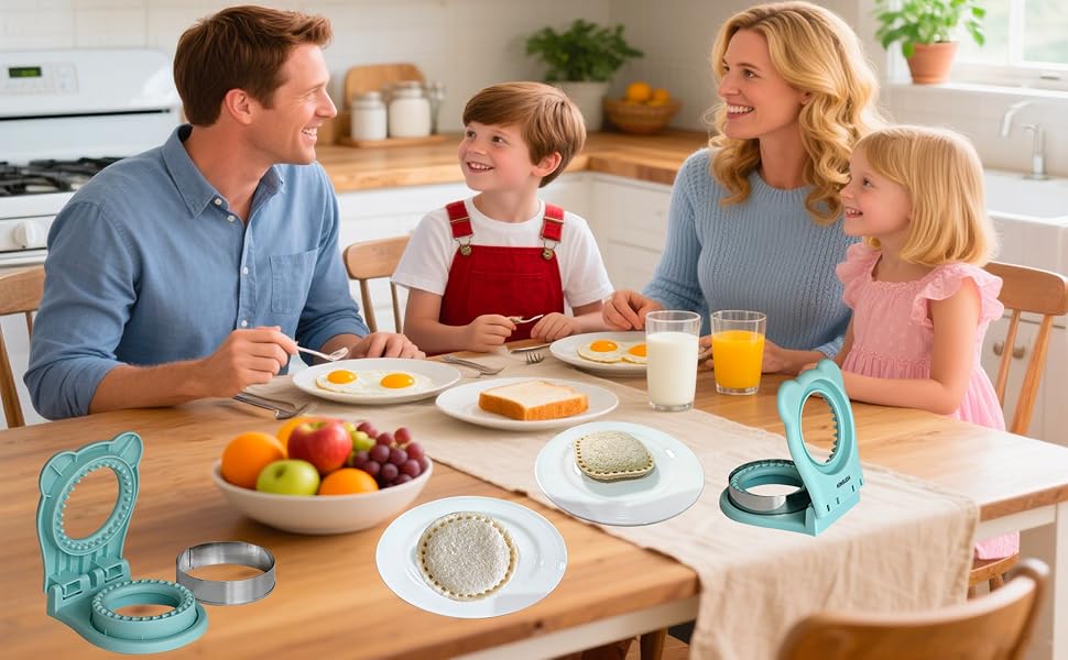 KINSUDA Sandwich Cutter and Sealer Circle Pocket Sandwich Maker, Intuitive for kids,Light Blue