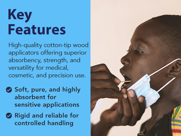 Cotton Tipped Applicators Non Sterile Cotton Swabs with Wooden Sticks Medical Cotton Tip