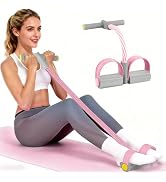 Pedal Resistance Bands with Handles, Durable 6-Tubes Multifunction Pedal Resistance Band, Natural...