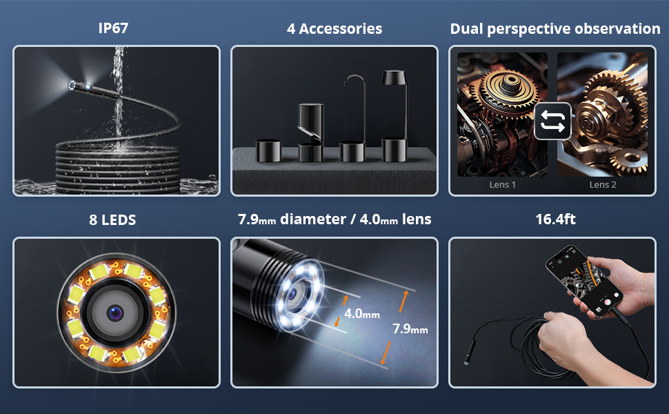 snake camera with light