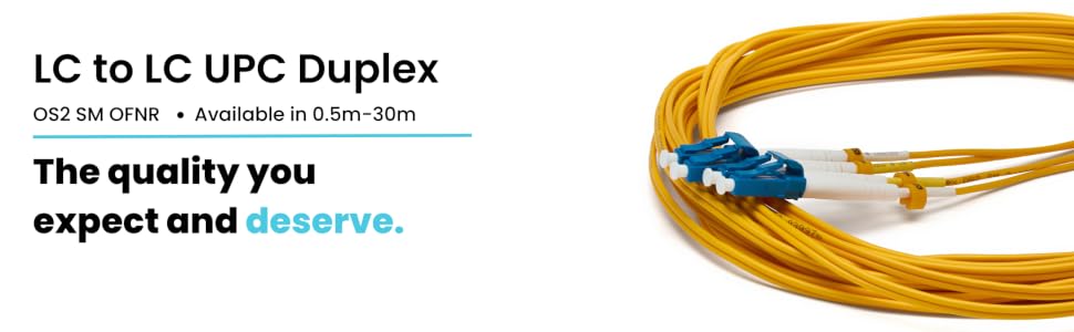 trueCABLE LC UPC to LC UPC duplex OS2 SM OFNR fiber patch cables LC to LC UPC fiber patch cord