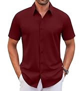 COOFANDY Men's Stretch Dress Shirts Short Sleeve Wrinkle Free Casual Button Down Shirts