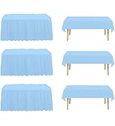 JHDZDHY 3 Packs 54x108inch Plastic Tablecloth and 3 Packs 14FT Plastic Table Skirt,Disposable Rec...