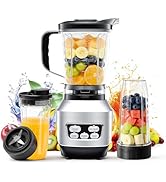 NEWBULIG Smoothie Blender with 6 Blades, Countertop Blenders with 24 34 60 oz BPA-Free Cups, Larg...