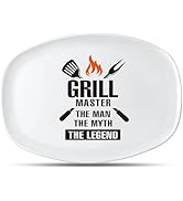 R HORSE Man Grill Platter Gift Dad BBQ Serving Tray Plate White Oval Serving Dishes Boyfriend Hus...