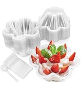 Slomg 200 Pack 8 oz Plastic Dessert Cups with Spoons, Disposable Ice Cream Bowls for Sundae Tiram...