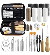 Leather Sewing Kit, 38 Pcs Leather Working Kit, Leather Sewing Upholstery Repair Kit with Large-E...
