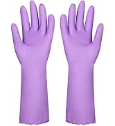 Household Dishwashing Cleaning Gloves with Latex Free, Cotton Lining,Kitchen Gloves 2 Pairs (Purp...