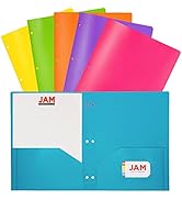 JAM PAPER Plastic Color POP Folders - 2 Pocket Durable Folders with 3 Hole Punch - Assorted Fashi...