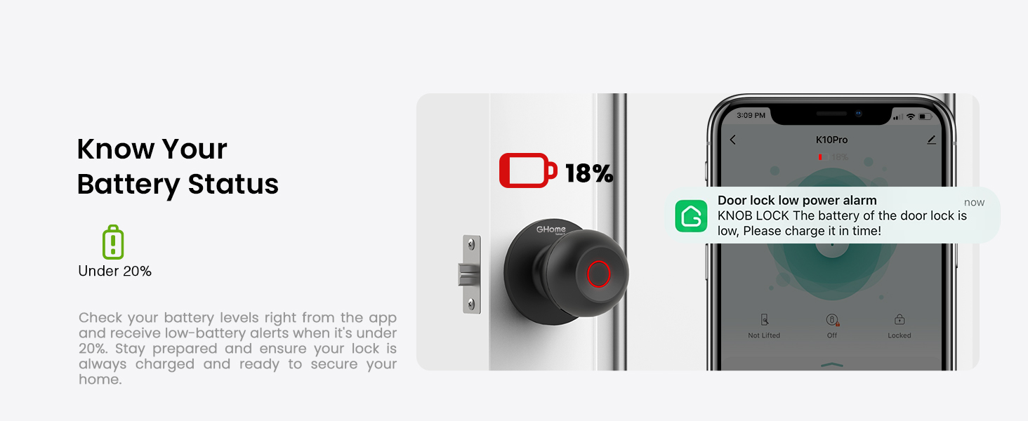 ghome smart door knob for family secure lock fingerprint