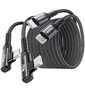 toocki USB C Cable 240W, Fast Charging Type C Cord, 2Pack, 10ft, Black | Right-angle, Nylon Braid...