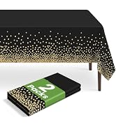 LIKAJON 2 Pack Black and Gold Dot Tablecloth, Plastic Table Cloths for Parties Disposable, 54x108...