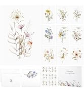 Blank Cards and Envelopes, 40 Pack Blank Cards 4x6 Inches Elegant Floral Blank Greeting Card, Bla...