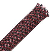 25ft - 1/4 inch PET Expandable Braided Sleeving – Blackred – Alex Tech braided cable sleeve