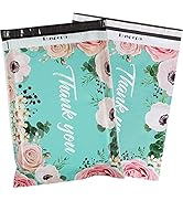 RUSPEPA 14.5x19 Inch Poly Mailers Shipping Bags Thank You Notes Flowers Surrounded Teal Poly Mail...