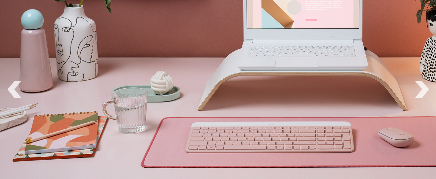 mk470 slim compact wireless rose keyboard and mouse combo