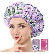 Years calm Shower Caps for Women Reusable Waterproof – Double Layer Elastic Cap with Tropical Bot...