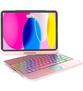 Touchpad Keyboard Case for iPad 10th Gen 10.9" 2022, Multi-Touch & Backlit Keys, 360° Rotatable &...