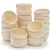 ZENFUN 20 Pack Wooden Pinch Bowls, Mini Unfinished Bowls Set for Dipping Sauce, Condiment Bowls, ...